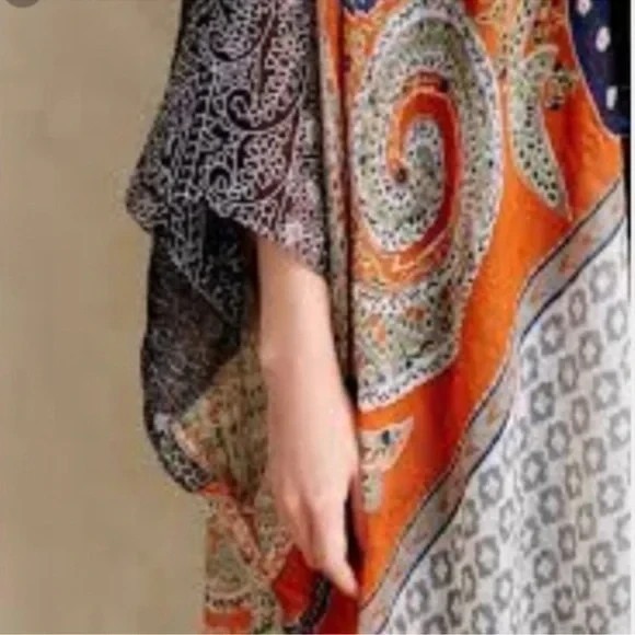 ANTHROPOLOGIE Kimono Sunlit Light Cover Up Scarf Dress Caftan Subtle Luxury OS - Picture 5 of 12